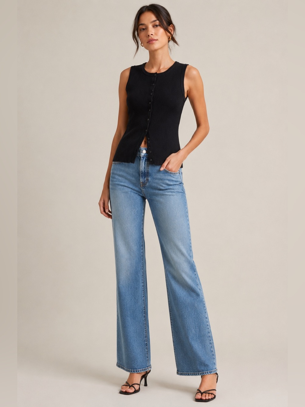 CAMILA COELHO Ribbed Knit Button Down
